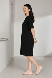Zivame 2 Mile Fashion Knit Cotton Loungewear Dress - Black Beauty — thumbnail 3